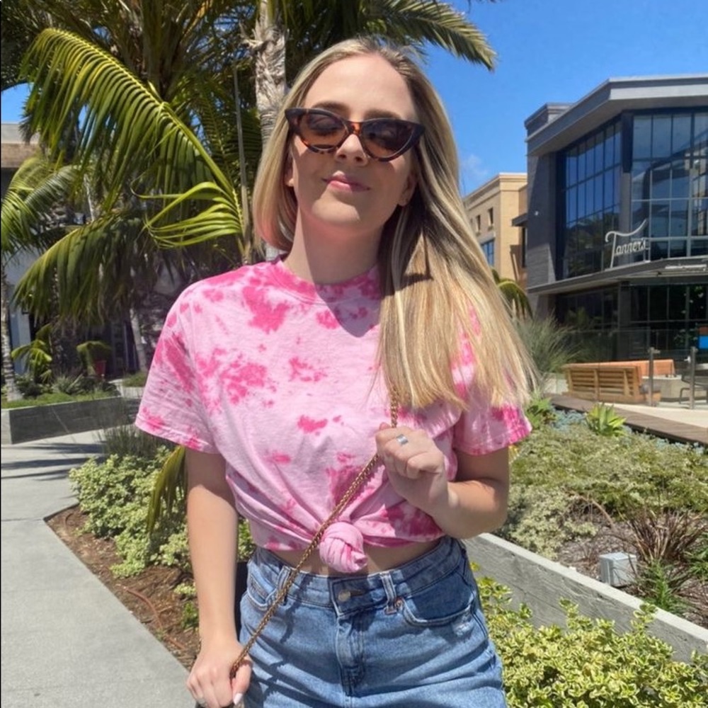 pink tie dyed t shirt